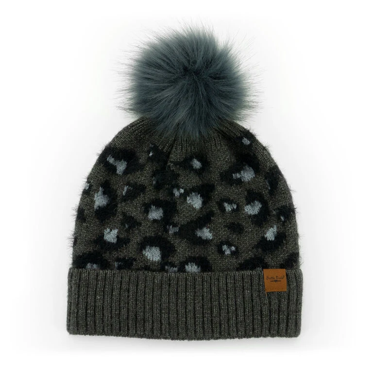 Britt’s Knits Black Snow Leopard Women's Knit Pom Hat 3 Britt’s Knits Black Snow Leopard Women's Knit Pom Hat
