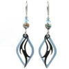 Black And Blue Diamond Layered Metal Drop Earrings