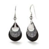 Silver Forest Black And Silver-Tone Layered Metal Teardrop Earrings -Fashion Accessories Store Black and Silver Layered Metal Teardrop Earrings NE0367 01