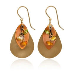 Silver Forest Cascading Stones On Layered Gold-Tone Mixed Metal Drop Earrings