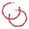 Celeste Pink Enamel Bamboo Hoop Earrings 1 Celeste Pink Enamel Bamboo Hoop Earrings -Fashion Accessories Store Celeste Enamel Bamboo Pink Hoop Earrings 23453EPK 01