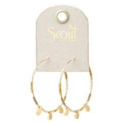 Chromacolor Miyuki Bead Neutral, Multicolor And Gold Large Hoop Earrings