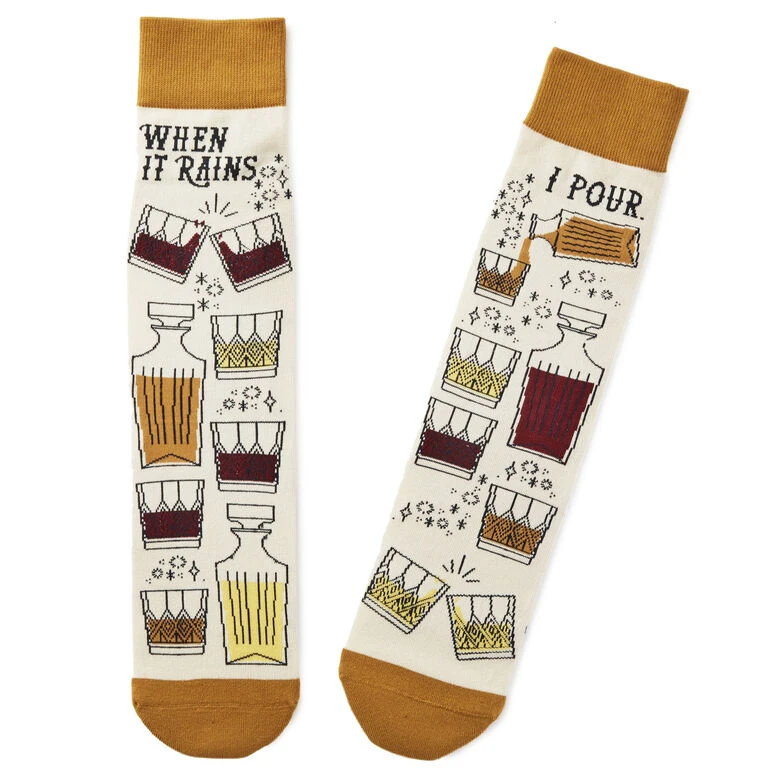 Hallmark When It Rains, I Pour Funny Crew Socks 3 Hallmark When It Rains, I Pour Funny Crew Socks