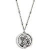 Floral Charm Dear You Mom Necklace, 17.5" 1 Floral Charm Dear You Mom Necklace, 17.5" -Fashion Accessories Store Floral Design Silver Charm Necklace 1005060050 01