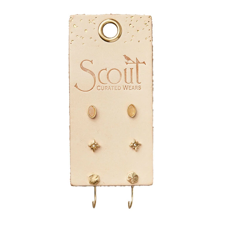 Sunstone And Gold Gabby Earring Stud Trio 3 Sunstone And Gold Gabby Earring Stud Trio