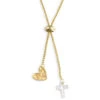 Heart And Cross Charms Giving Necklace, 35" -Fashion Accessories Store Gold Heart and Silver Cross Charms Layered Necklace 1004440103 01