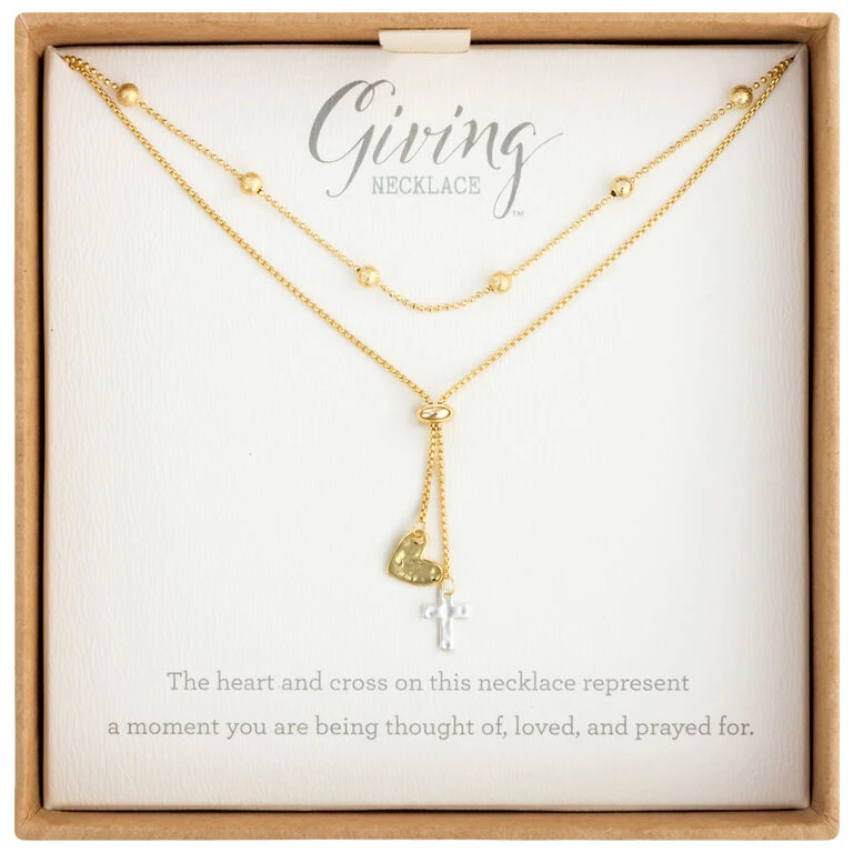 Heart And Cross Charms Giving Necklace, 35" 4 Heart And Cross Charms Giving Necklace, 35" - Image 2