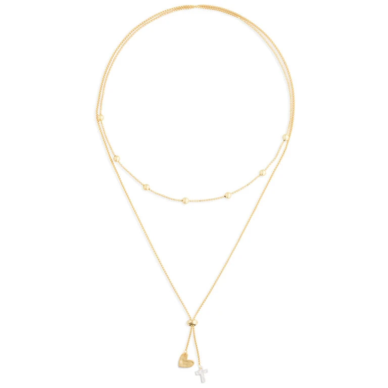 Heart And Cross Charms Giving Necklace, 35" 5 Heart And Cross Charms Giving Necklace, 35" - Image 3