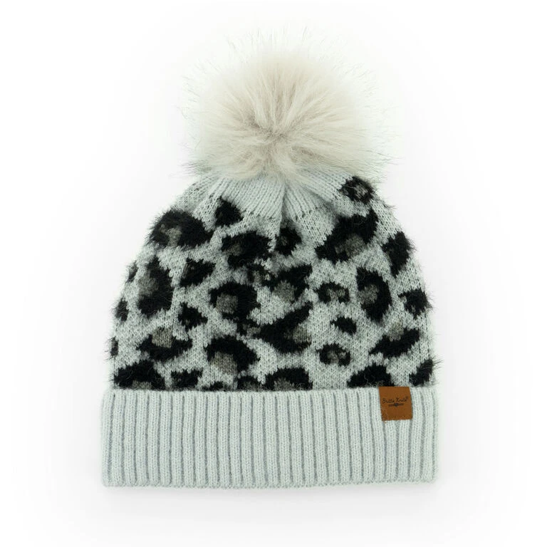 Britt’s Knits Gray Snow Leopard Women's Knit Pom Hat 2 Britt’s Knits Gray Snow Leopard Women's Knit Pom Hat