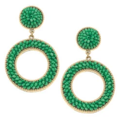 Talulah Green Seed Bead Drop Earrings