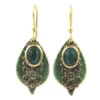 Green Stone And Filigree Layered Metal Drop Earrings 1 Green Stone And Filigree Layered Metal Drop Earrings -Fashion Accessories Store Green Stone and Filigree Layered Metal Drop Earrings NE0936 01