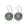 Silver Forest Green Stone And Silver-Tone Metal Flower Layered Drop Earrings -Fashion Accessories Store Green Stone and Metal Flower Layered Drop Earrings NE0277D 01