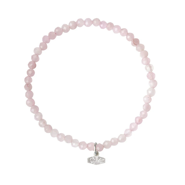 Mini Faceted Rose Quartz Beaded Stacking Bracelet 3 Mini Faceted Rose Quartz Beaded Stacking Bracelet