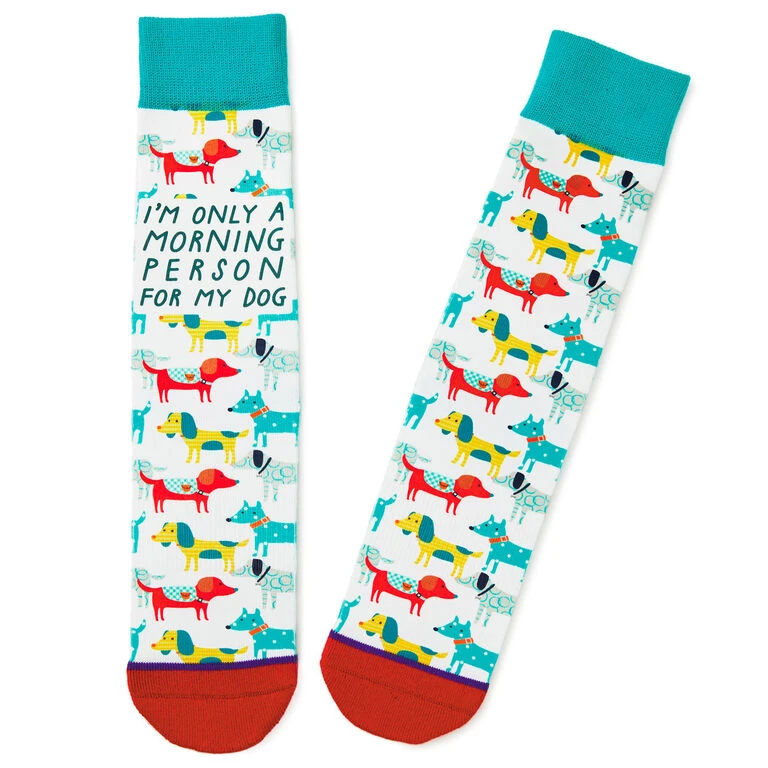 Hallmark Morning Person For My Dog Funny Crew Socks 3 Hallmark Morning Person For My Dog Funny Crew Socks