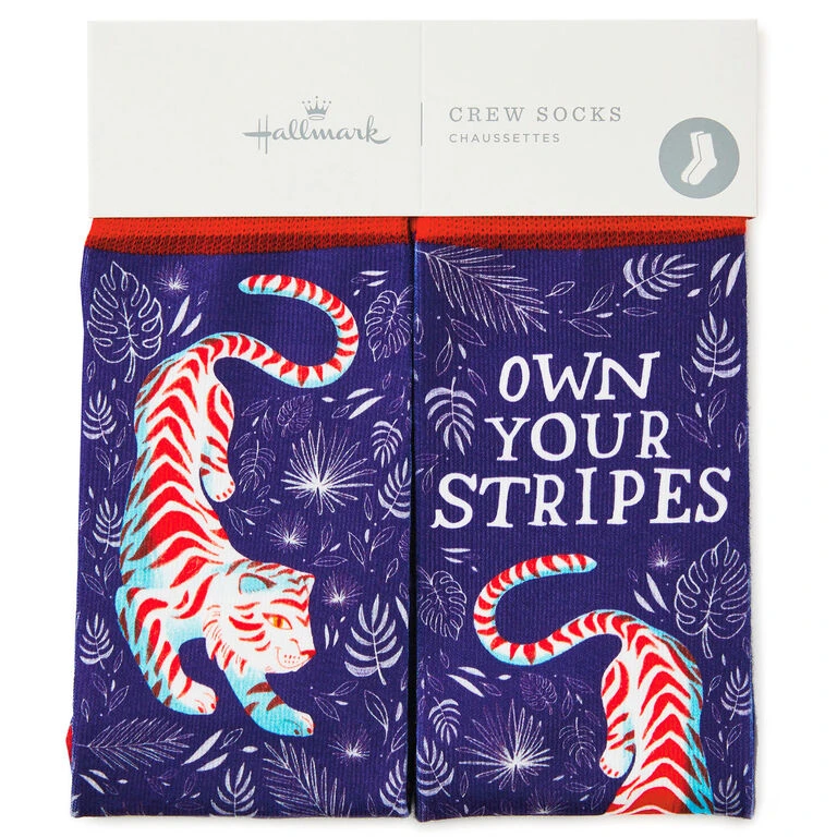 Hallmark Own Your Stripes Tiger Fun Crew Socks 4 Hallmark Own Your Stripes Tiger Fun Crew Socks - Image 2