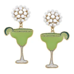 Pearl Cluster And Margarita Glass Drop Earrings
