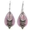 Pink Stone And Filigree Layered Metal Drop Earrings 2 Pink Stone And Filigree Layered Metal Drop Earrings -Fashion Accessories Store Pink Stone and Filigree Layered Metal Drop Earrings NE0936B 01