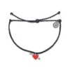 Pura Vida Lovestruck Silver Charm On Black Braided Bracelet 1 Pura Vida Lovestruck Silver Charm On Black Braided Bracelet -Fashion Accessories Store Pura Vida Black Bracelet With Heart Charm 37701BLCK 01