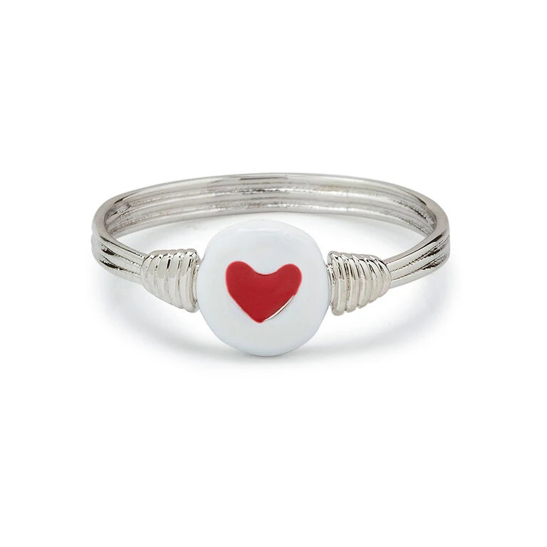 Pura Vida Silver Ring With Enamel Heart Bead, Size 6 3 Pura Vida Silver Ring With Enamel Heart Bead, Size 6