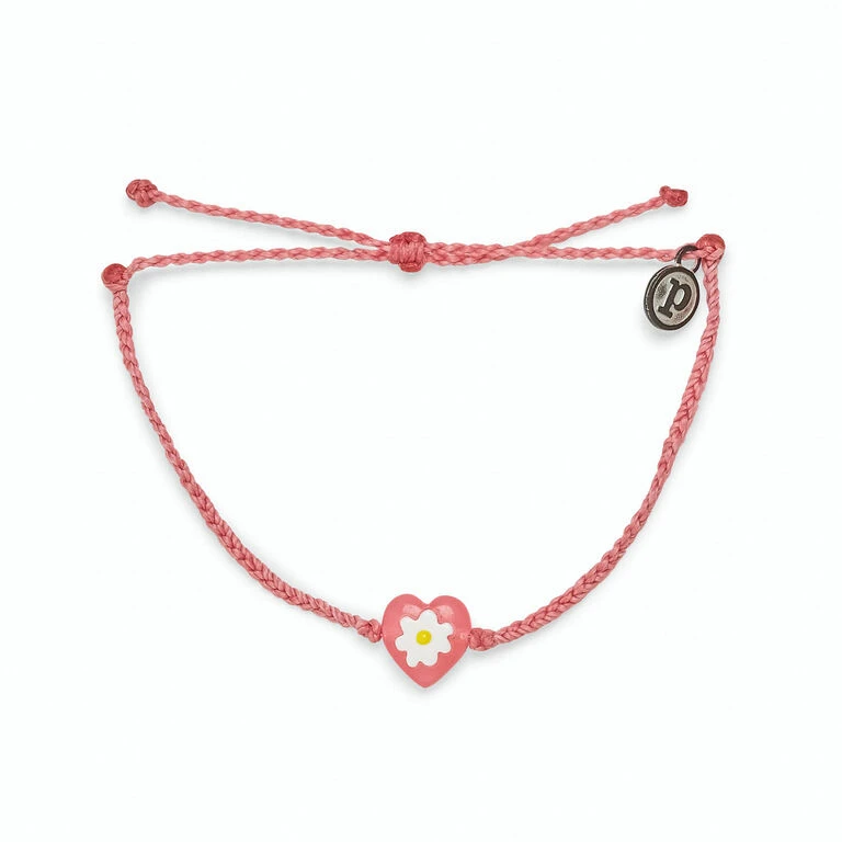 Pura Vida Pink Daisy Heart Charm Bracelet 3 Pura Vida Pink Daisy Heart Charm Bracelet
