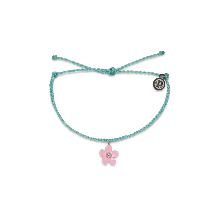 Pura Vida Solstice Pink Flower Charm On Seafoam Bracelet 3 Pura Vida Solstice Pink Flower Charm On Seafoam Bracelet