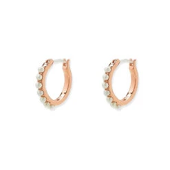 Pura Vida Rose Gold Pearl Pave Hoop Earrings