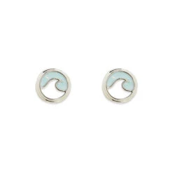 Pura Vida Enamel Wave Silver Stud Earrings