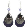 Purple And Silver Layered Metal Drop Earrings -Fashion Accessories Store Purple and Silver Layered Metal Teardrop Earrings NE0367D 01