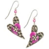 Silver And Pink Hearts Layered Metal Drop Earrings 1 Silver And Pink Hearts Layered Metal Drop Earrings -Fashion Accessories Store Silver and Pink Hearts Layered Metal Drop Earrings NE0617 01