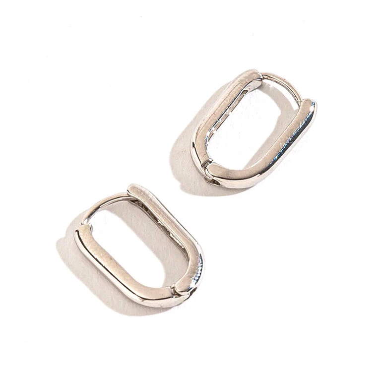Howard's Jewelry Small Link Silver Huggie Hoop Earrings 3 Howard's Jewelry Small Link Silver Huggie Hoop Earrings