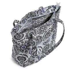 Vera Bradley Small Vera Tote In Tranquil Medallion 5 Vera Bradley Small Vera Tote In Tranquil Medallion -Fashion Accessories Store Vera Bradley Black and Gray Medallion Pattern Tote Bag 2841616609 02