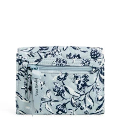 Vera Bradley RFID Riley Compact Wallet In Perennials Gray -Fashion Accessories Store Vera Bradley GrayNavy Floral Print Small Wallet 2842915290 02