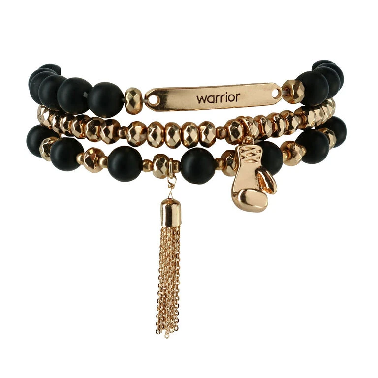 Soul Stacks Warrior Beaded Stretch Bracelets, Set Of 3 3 Soul Stacks Warrior Beaded Stretch Bracelets, Set Of 3