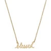 Worn Gold Julia Blessed Script Delicate Chain Necklace, 16" -Fashion Accessories Store Worn Gold Blessed Script Chain Necklace 24264NGDBL 01