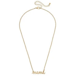 Worn Gold Mama Script Delicate Chain Necklace, 16" 5 Worn Gold Mama Script Delicate Chain Necklace, 16" -Fashion Accessories Store Worn Gold Mama Script Chain Necklace 24264NGDMA 02